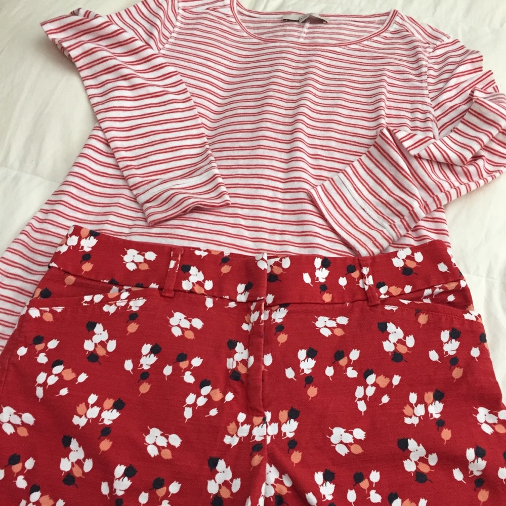 Loft striped Tee and Loft tulip shorts